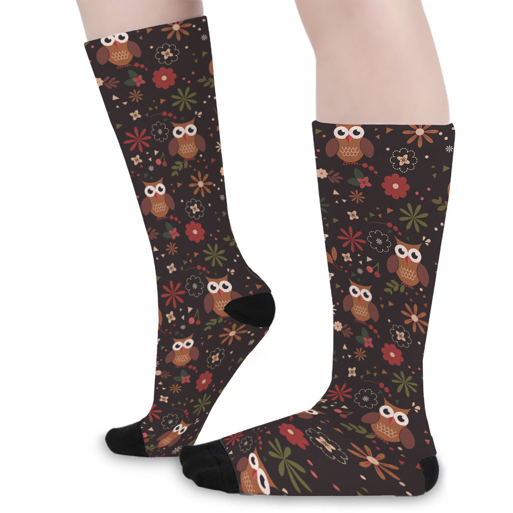 Cute Owl Print Long Socks