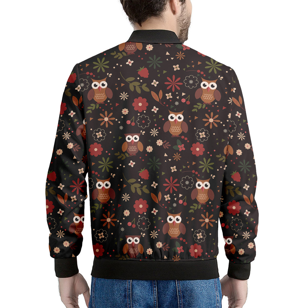 Cute Owl Print Men's Bomber Jacket