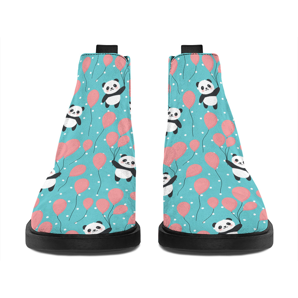Cute Panda And Balloon Pattern Print Flat Ankle Boots