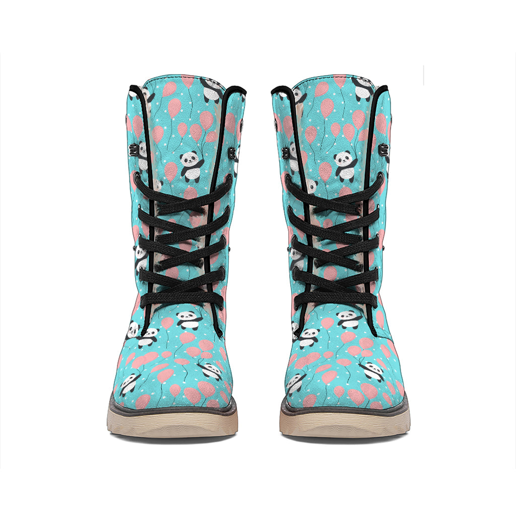 Cute Panda And Balloon Pattern Print Winter Boots