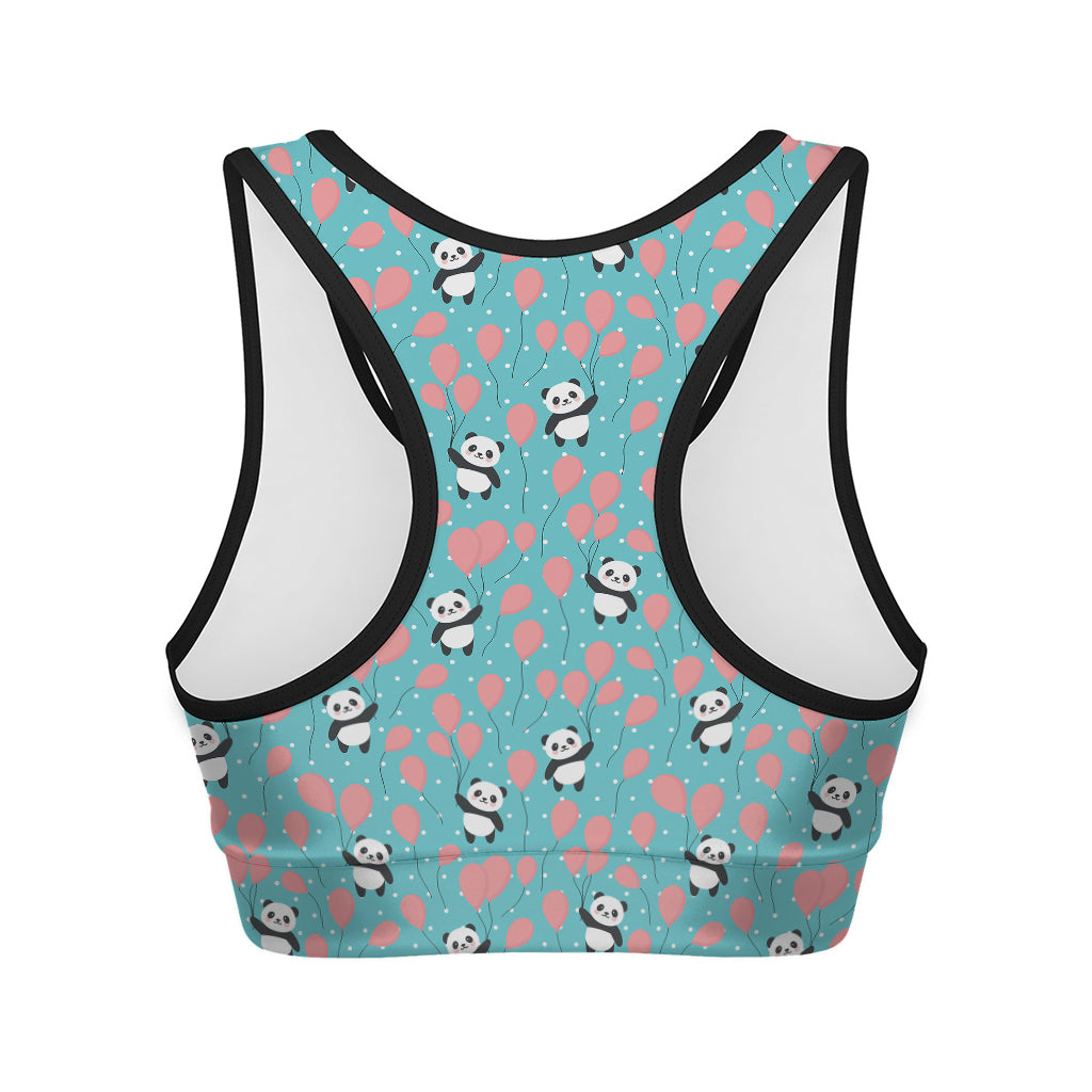 Cute Panda And Balloon Pattern Print Women's Sports Bra