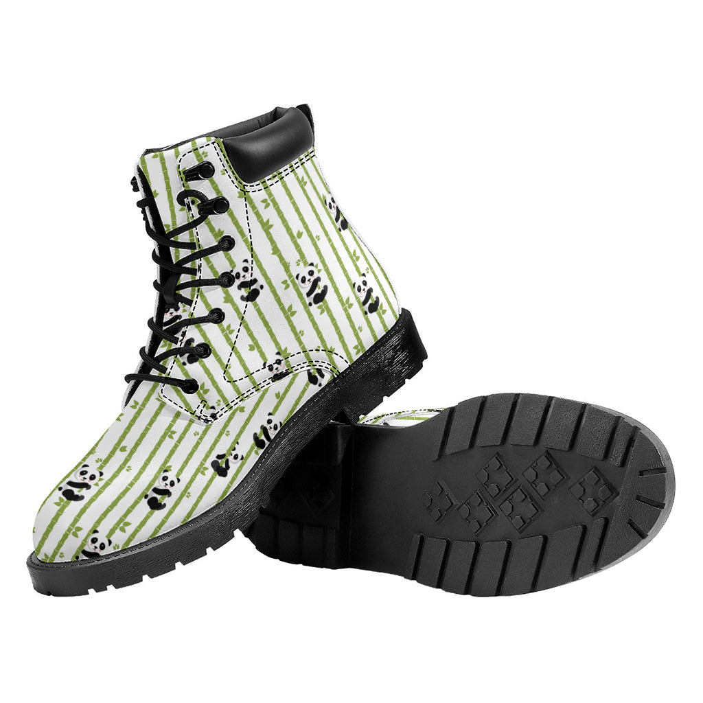 Cute Panda And Bamboo Pattern Print Work Boots