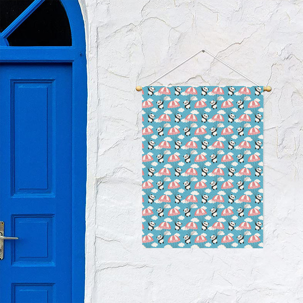 Cute Panda And Parachute Pattern Print Garden Flag