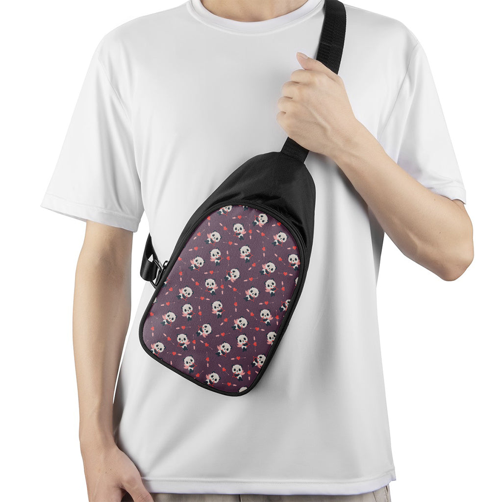Cute Panda Cupid Valentine Pattern Print Chest Bag