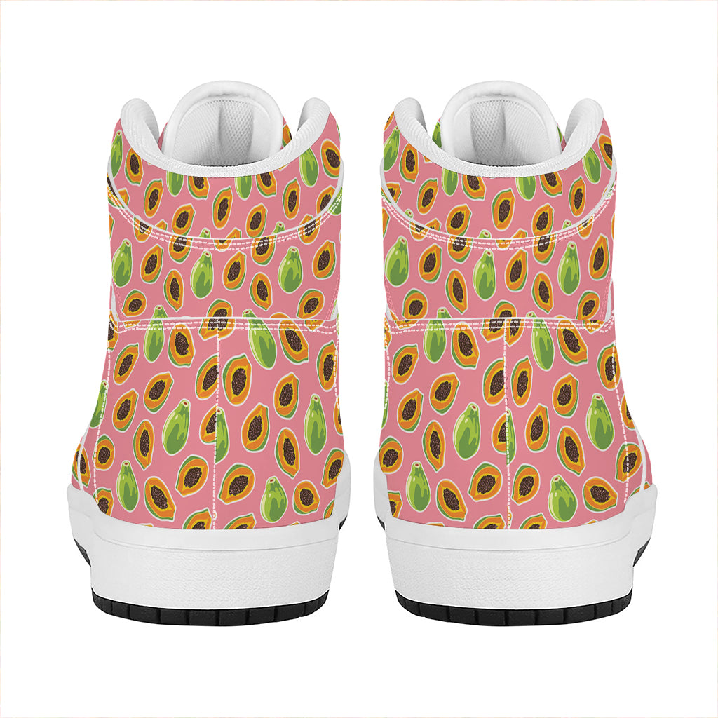 Cute Papaya Pattern Print High Top Leather Sneakers