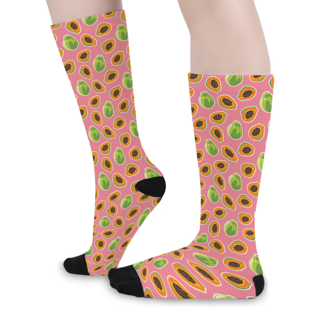 Cute Papaya Pattern Print Long Socks
