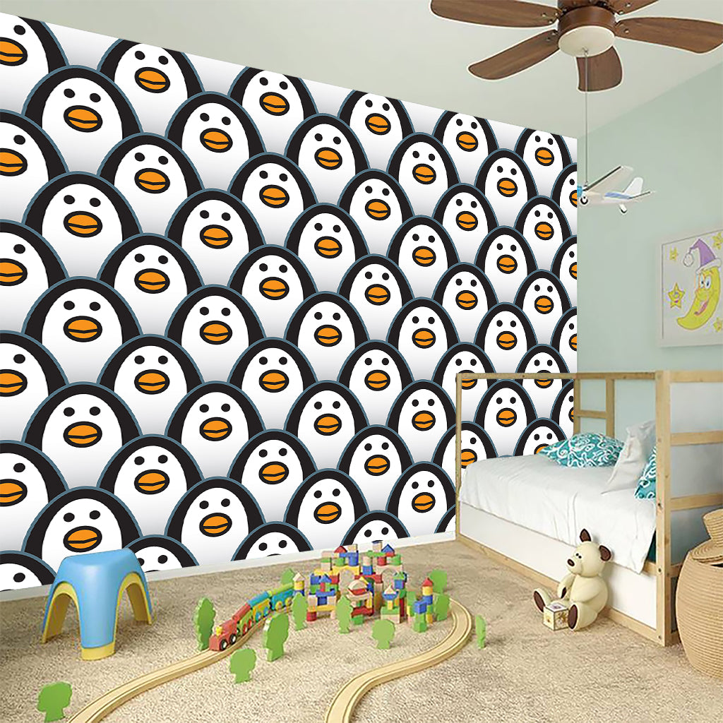 Cute Penguin Face Pattern Print Wall Sticker