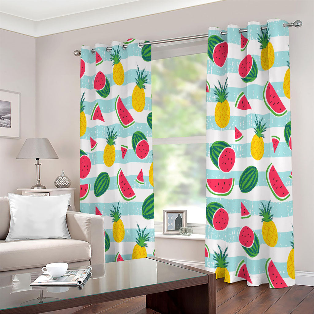 Cute Pineapple Watermelon Pattern Print Extra Wide Grommet Curtains
