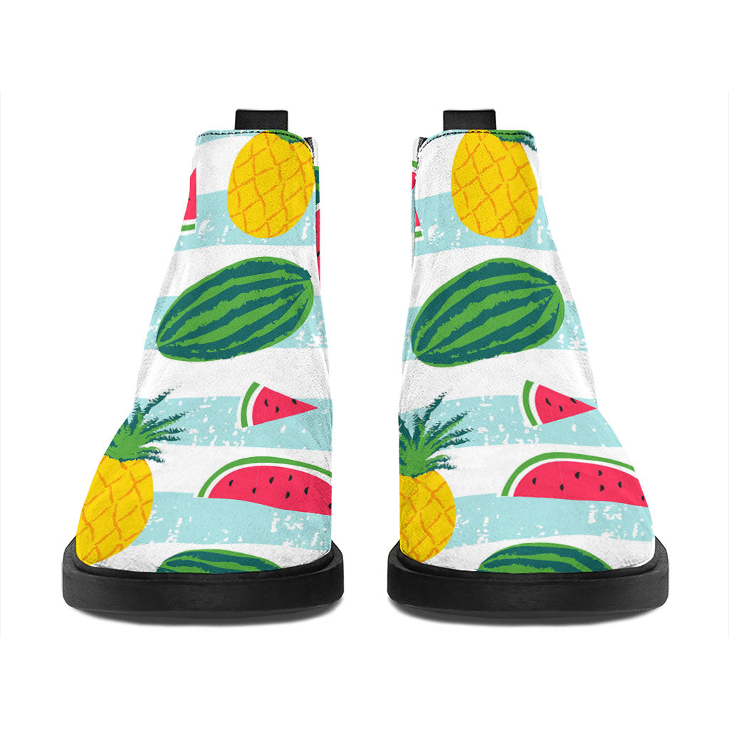 Cute Pineapple Watermelon Pattern Print Flat Ankle Boots