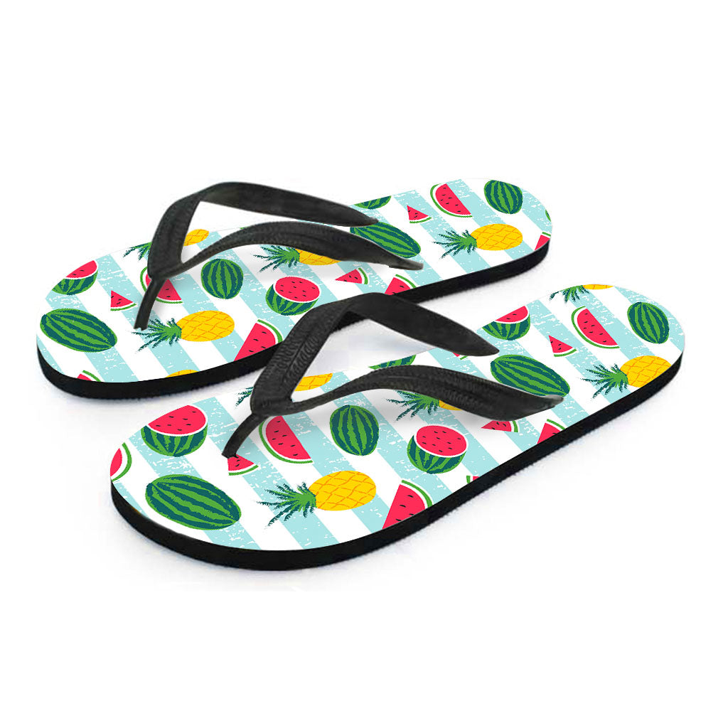 Cute Pineapple Watermelon Pattern Print Flip Flops