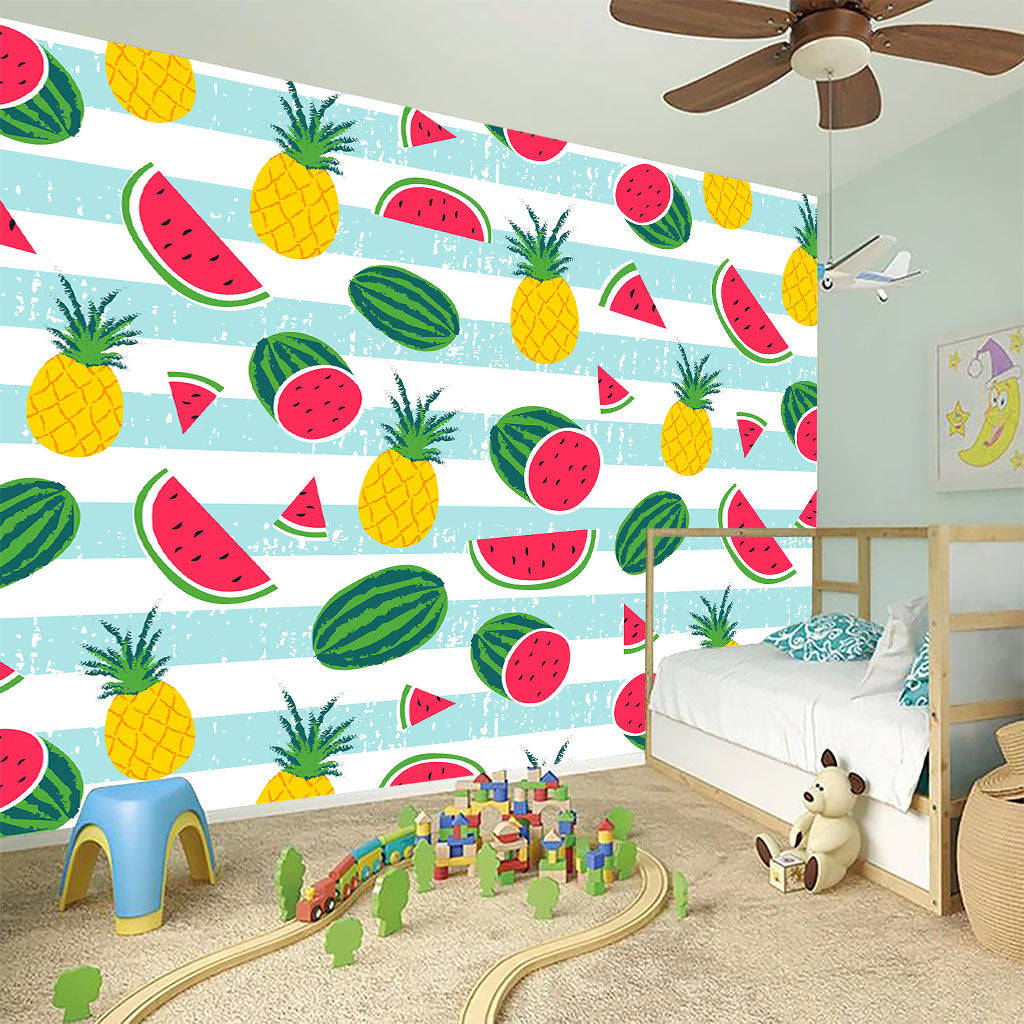 Cute Pineapple Watermelon Pattern Print Wall Sticker