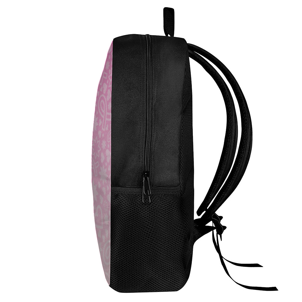 Cute Pink Breast Cancer Pattern Print 17 Inch Backpack