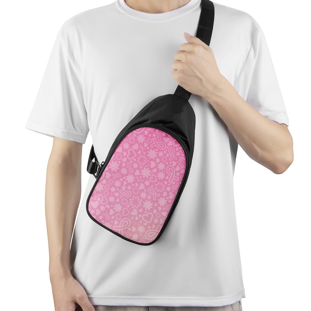 Cute Pink Breast Cancer Pattern Print Chest Bag