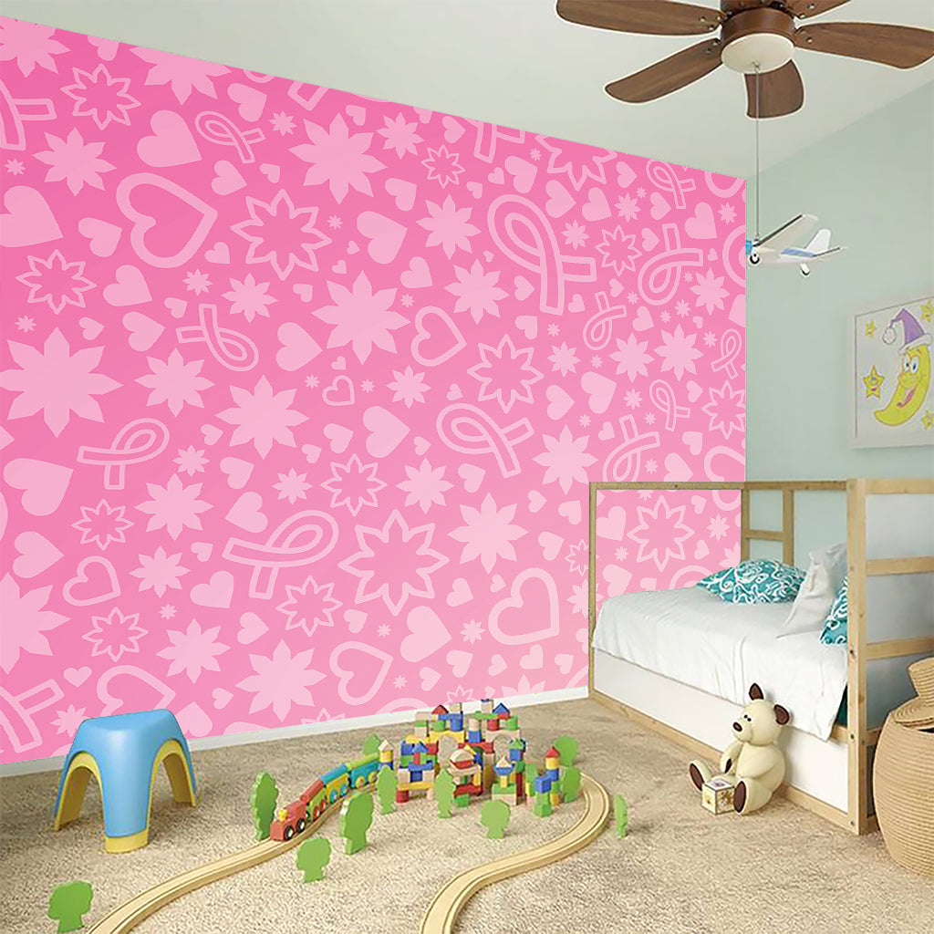 Cute Pink Breast Cancer Pattern Print Wall Sticker