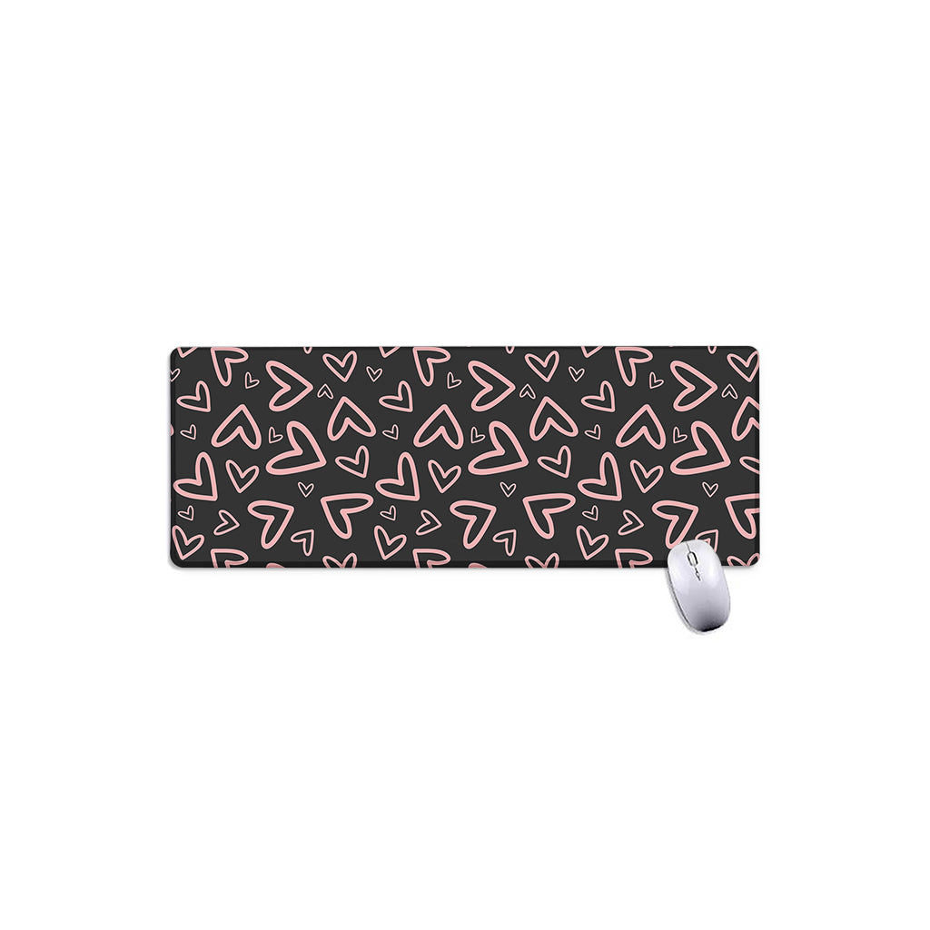 Cute Pink Heart Pattern Print Extended Mouse Pad