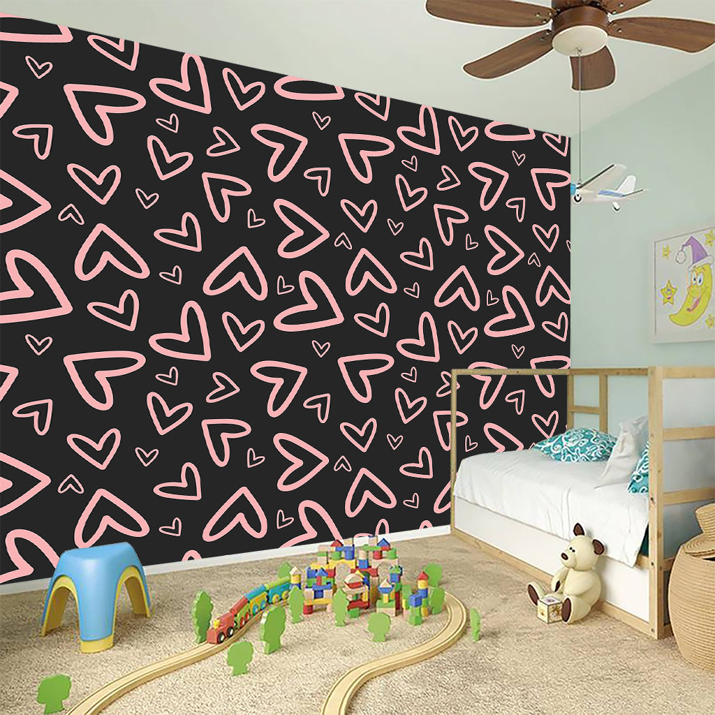 Cute Pink Heart Pattern Print Wall Sticker