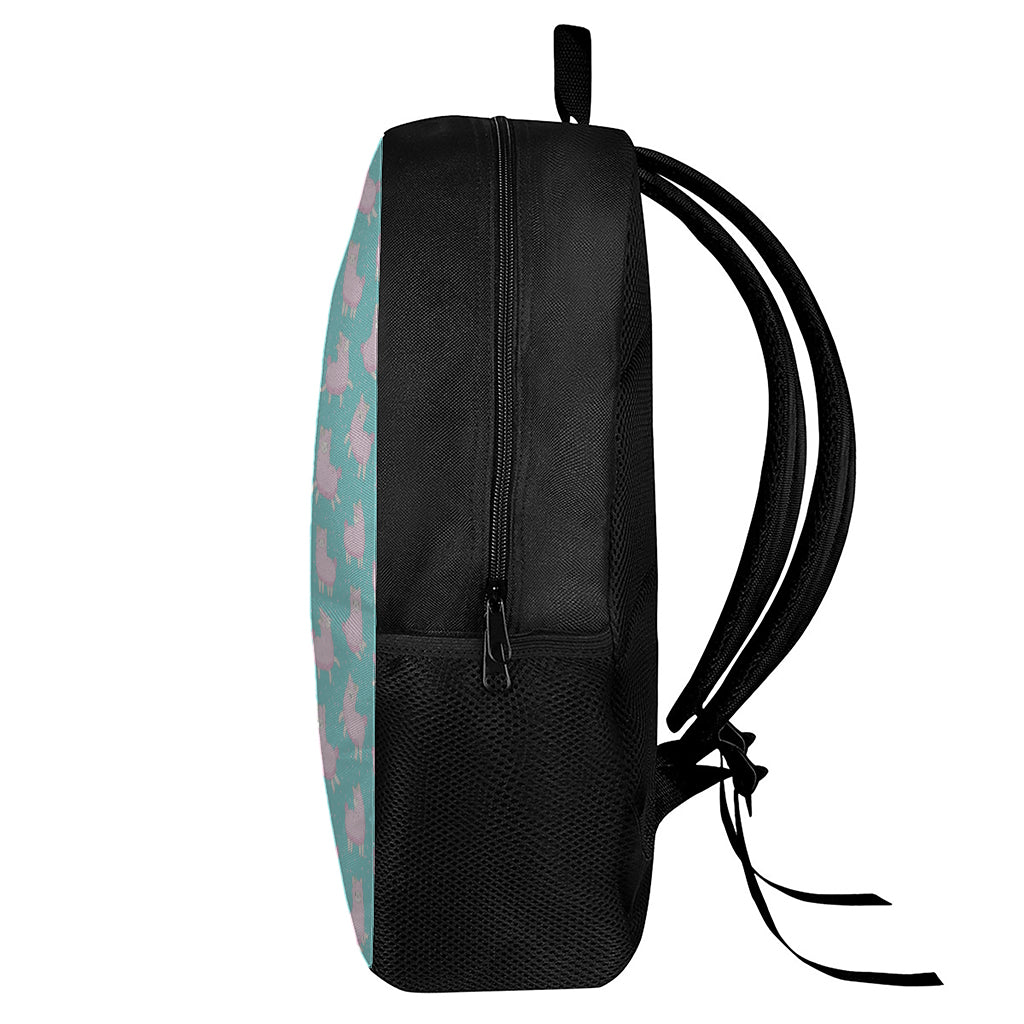 Cute Pink Llama Pattern Print 17 Inch Backpack