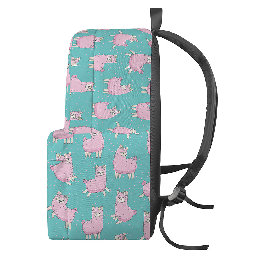 Cute Pink Llama Pattern Print Backpack