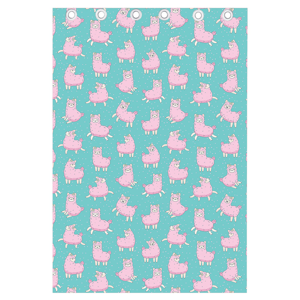 Cute Pink Llama Pattern Print Curtain
