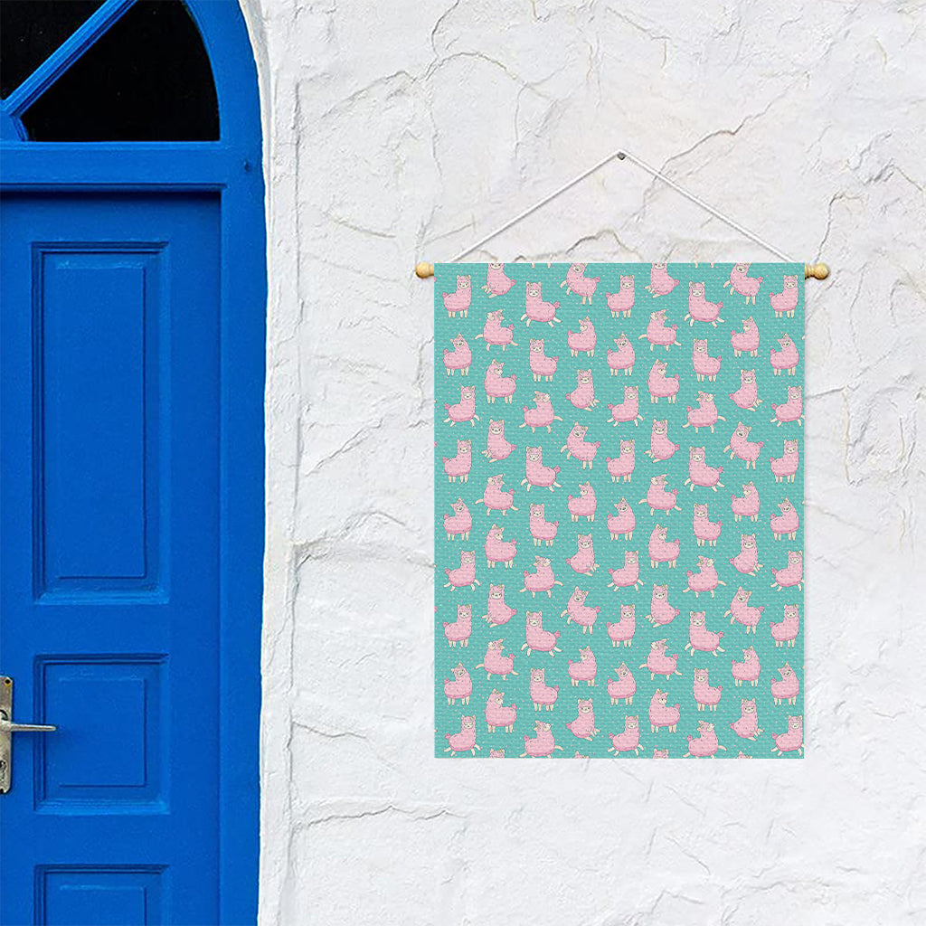 Cute Pink Llama Pattern Print Garden Flag
