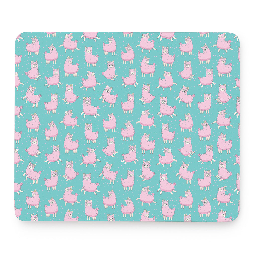 Cute Pink Llama Pattern Print Mouse Pad