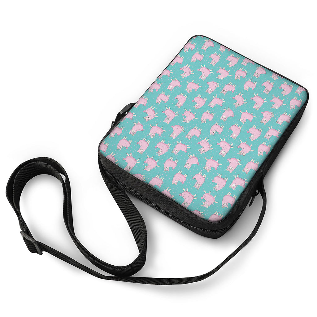 Cute Pink Llama Pattern Print Rectangular Crossbody Bag