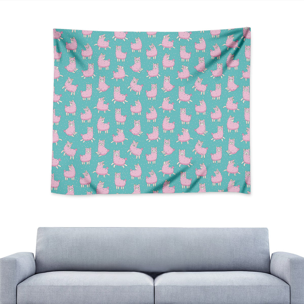 Cute Pink Llama Pattern Print Tapestry