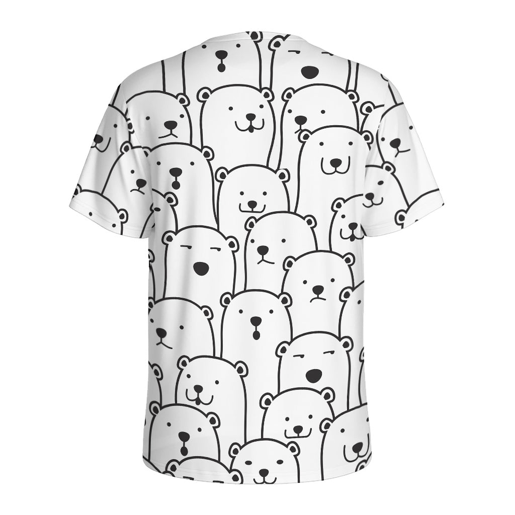 Cute Polar Bear Pattern Print Men's Sports T-Shirt