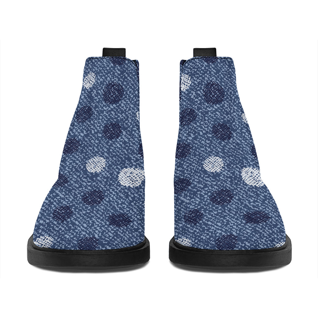 Cute Polka Dot Denim Jeans Pattern Print Flat Ankle Boots