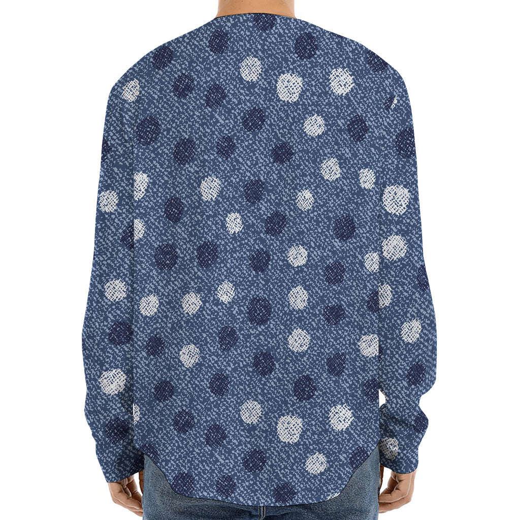 Cute Polka Dot Denim Jeans Pattern Print Long Sleeve Baseball Jersey