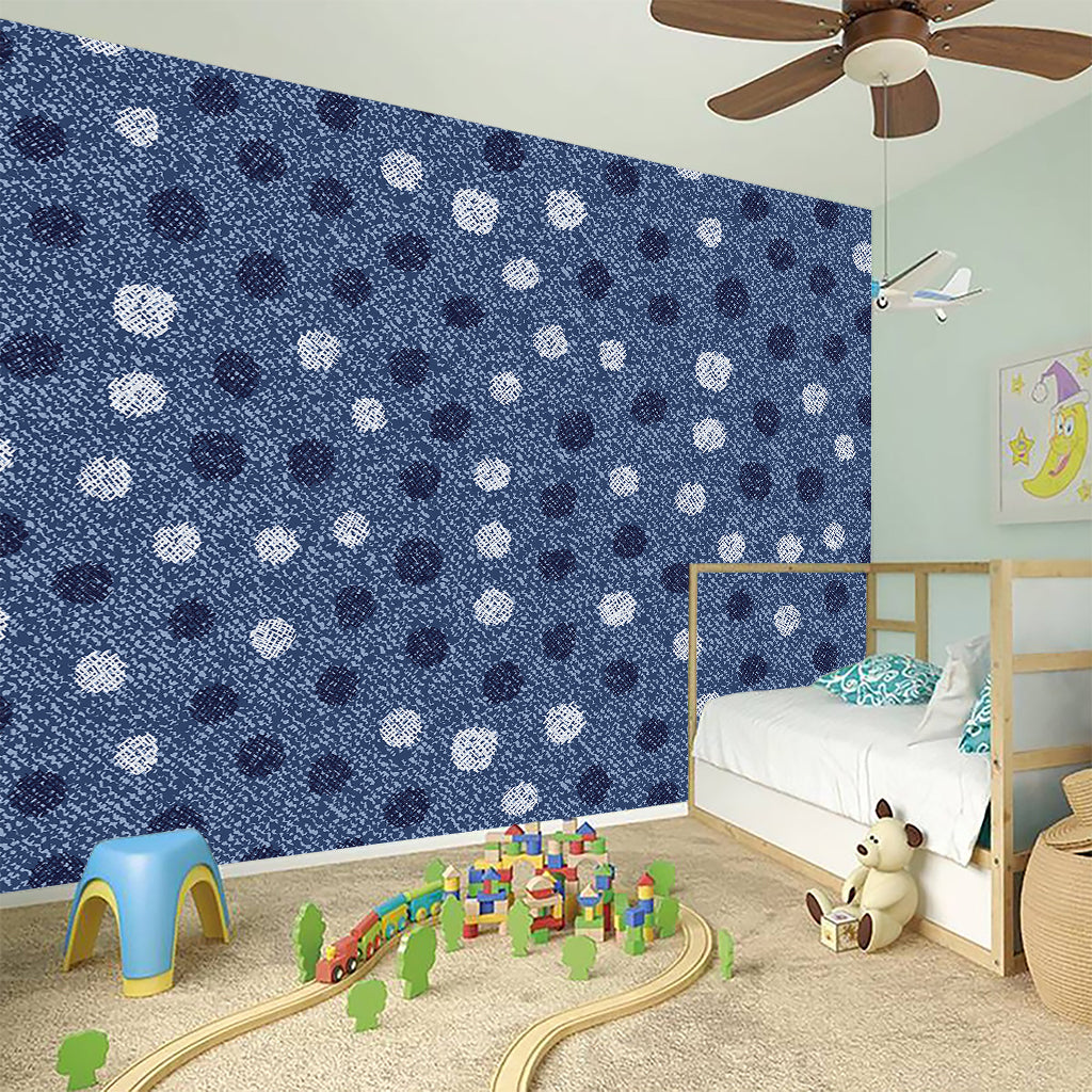 Cute Polka Dot Denim Jeans Pattern Print Wall Sticker