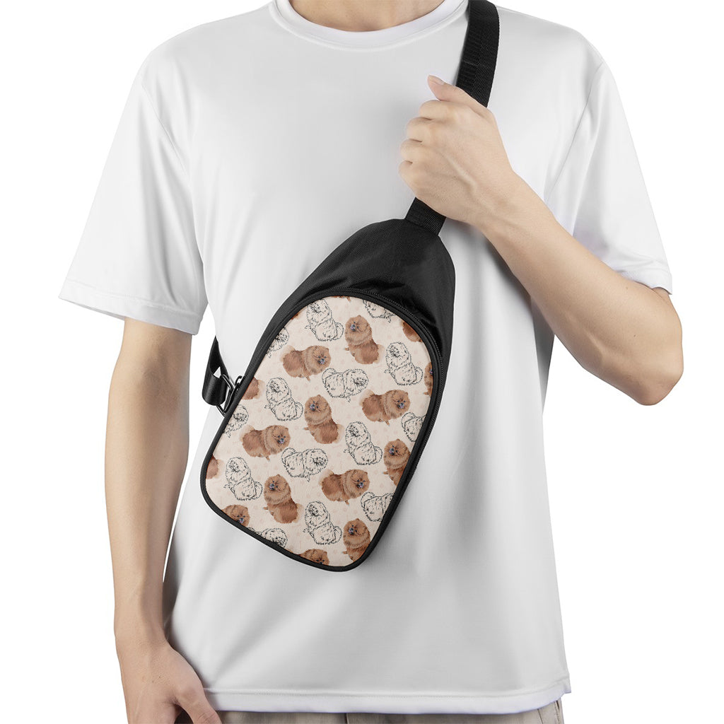 Cute Pomeranian Pattern Print Chest Bag