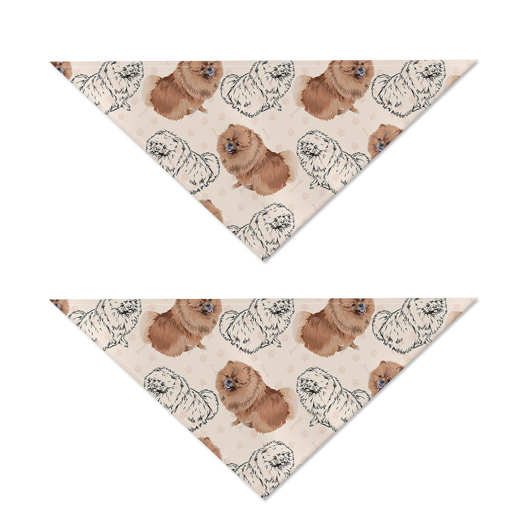 Cute Pomeranian Pattern Print Dog Bandana