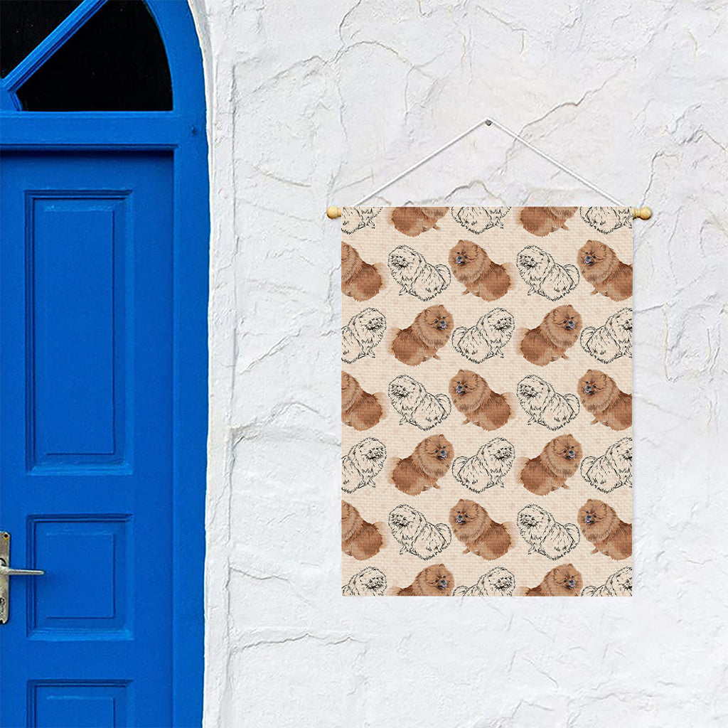 Cute Pomeranian Pattern Print Garden Flag