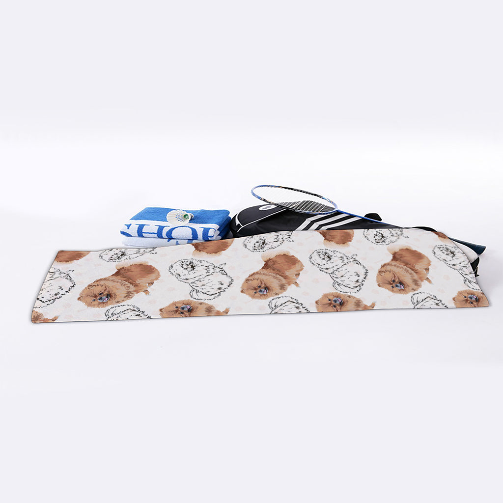 Cute Pomeranian Pattern Print Sports Towel