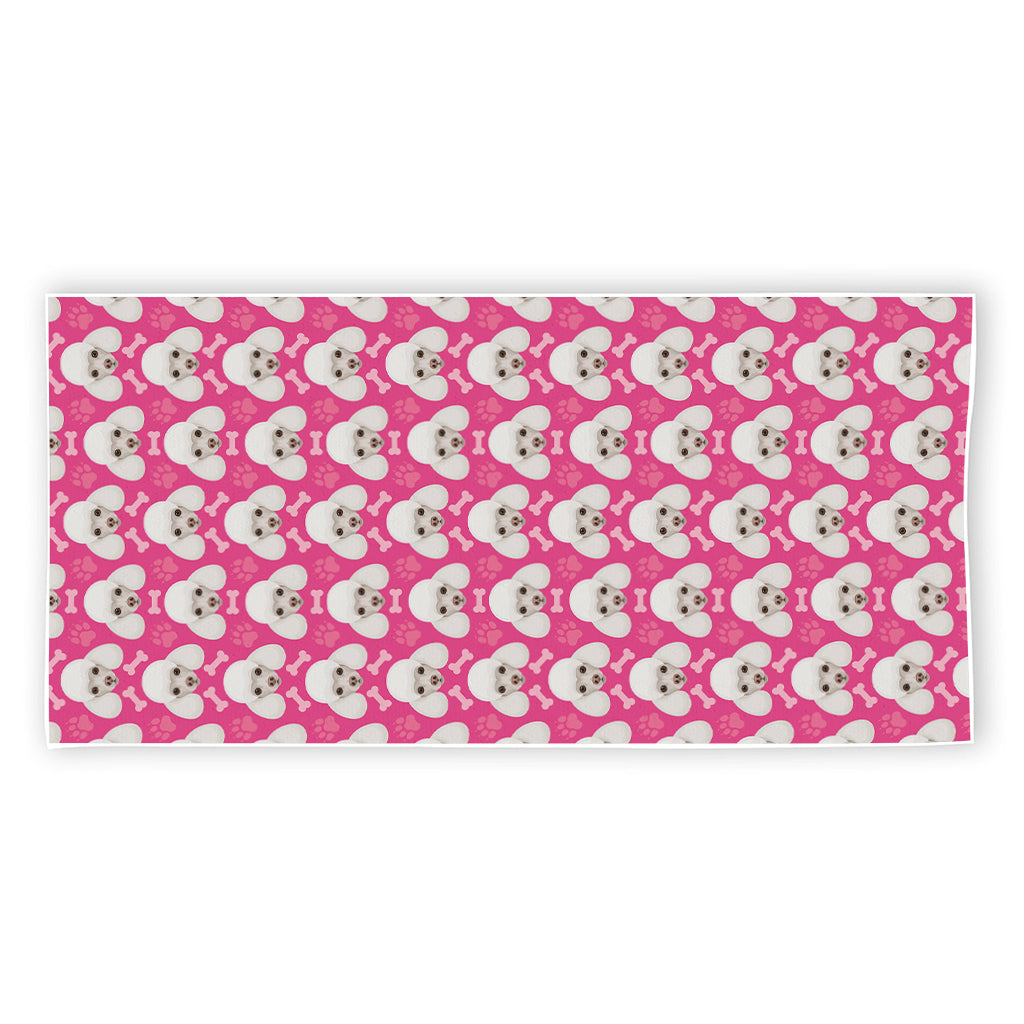 Cute Poodle Pattern Print Beach Towel