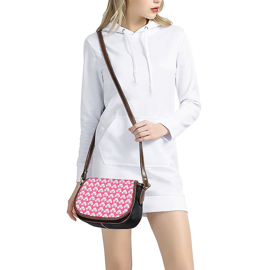 Cute Poodle Pattern Print Saddle Bag