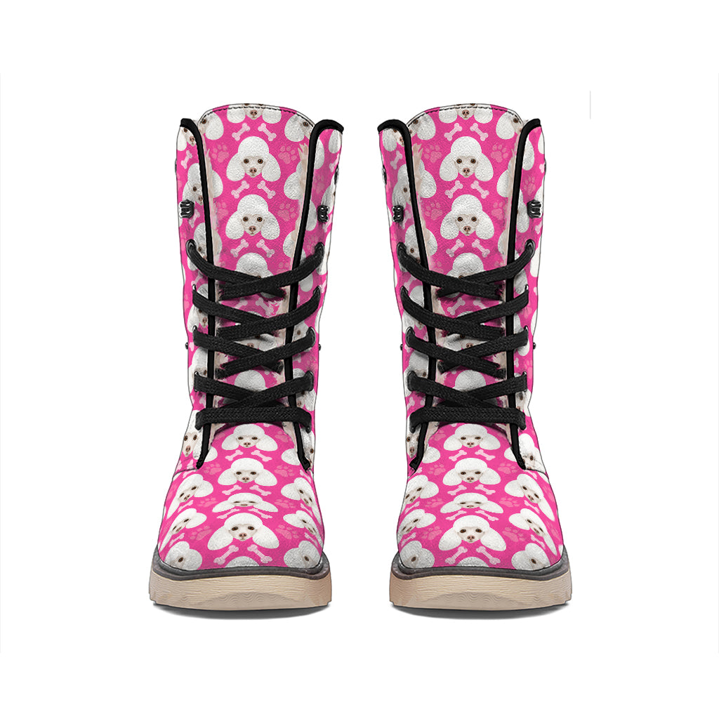 Cute Poodle Pattern Print Winter Boots