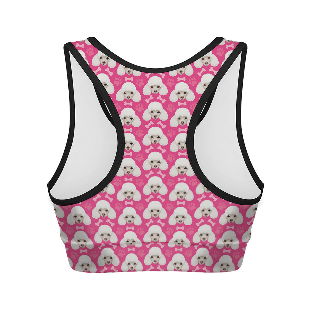 Cute Poodle Pattern Print Women's Sports Bra