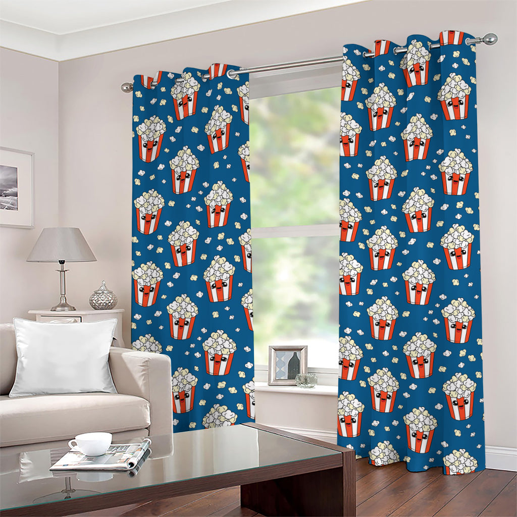 Cute Popcorn Box Pattern Print Grommet Curtains