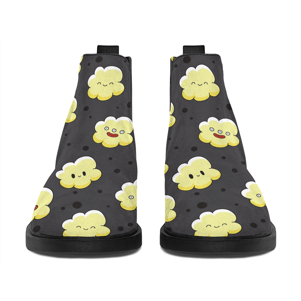 Cute Popcorn Pattern Print Flat Ankle Boots