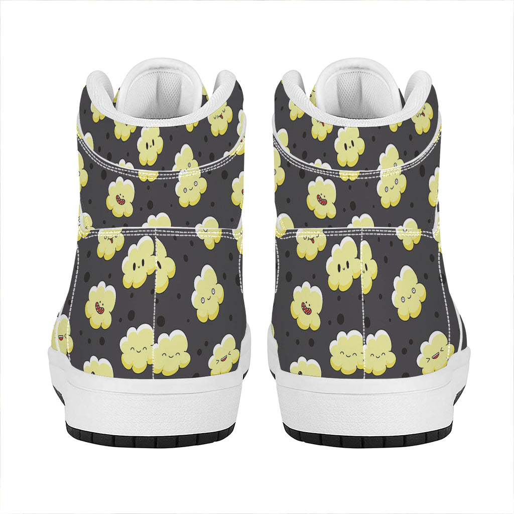 Cute Popcorn Pattern Print High Top Leather Sneakers