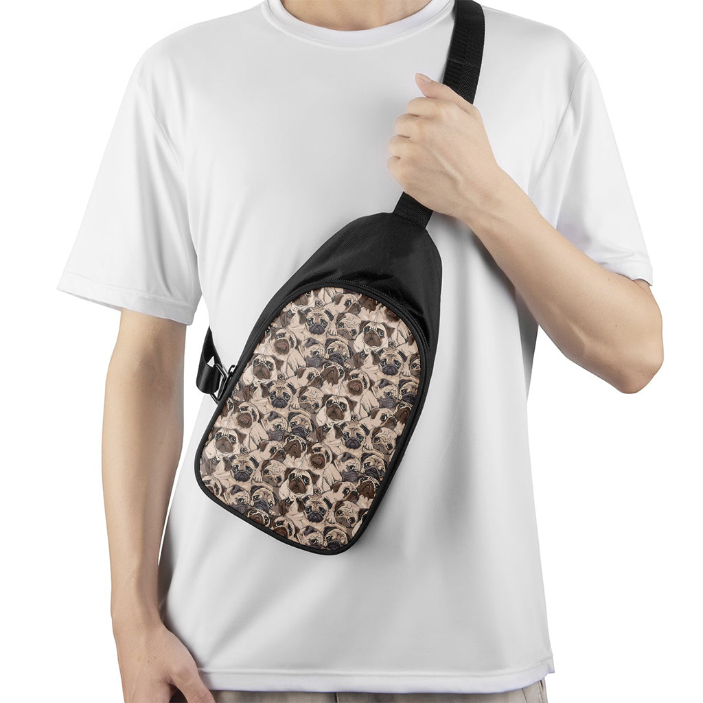 Cute Pug Pattern Print Chest Bag