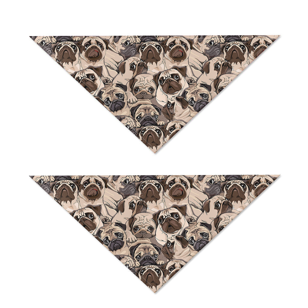 Cute Pug Pattern Print Dog Bandana