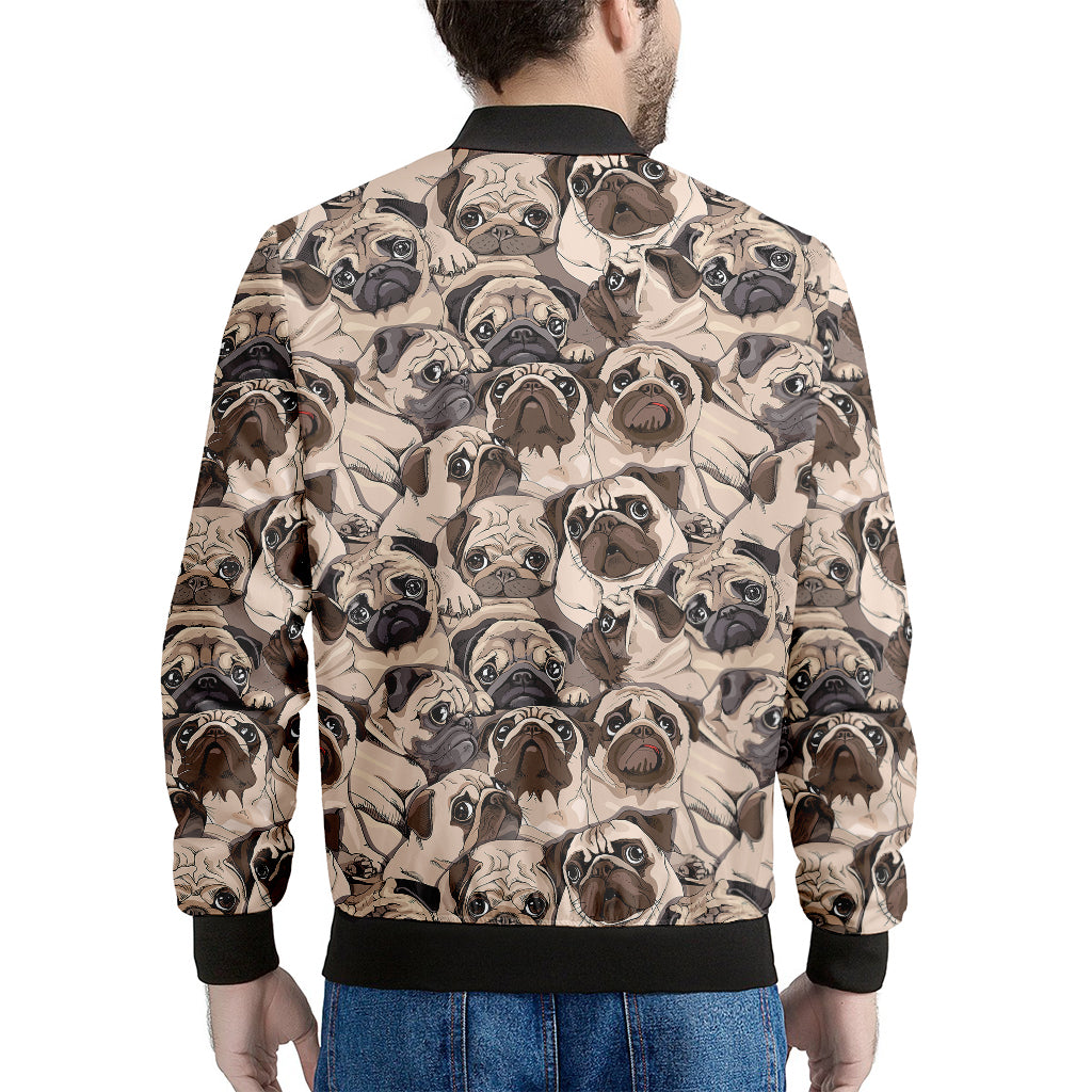 Cute Pug Pattern Print Men's Bomber Jacket