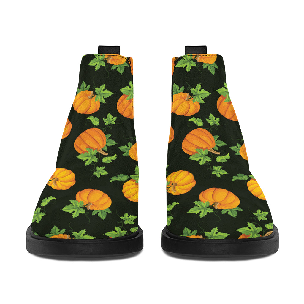 Cute Pumpkin Pattern Print Flat Ankle Boots