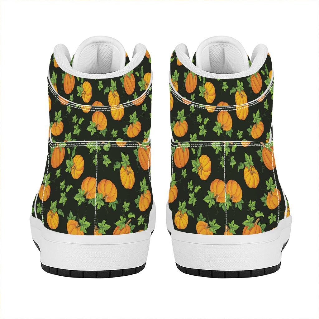 Cute Pumpkin Pattern Print High Top Leather Sneakers