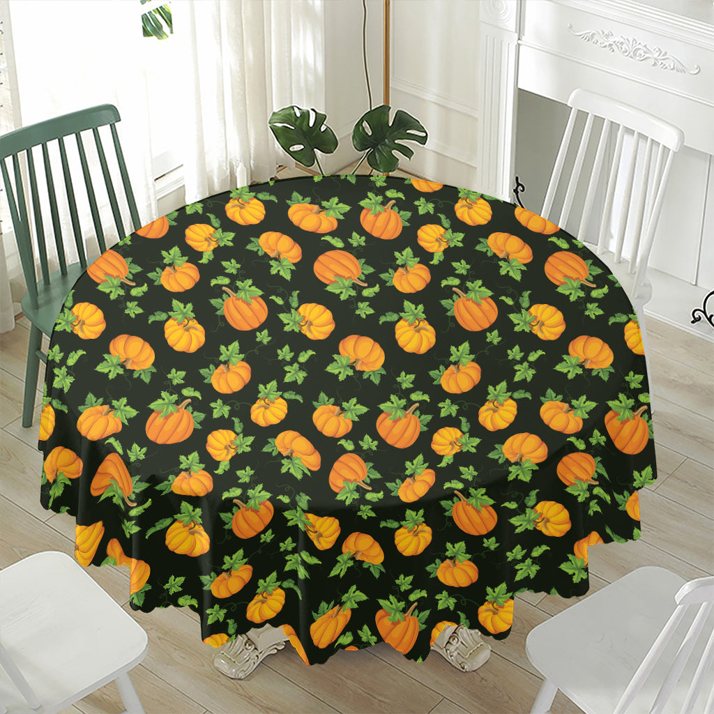 Cute Pumpkin Pattern Print Waterproof Round Tablecloth
