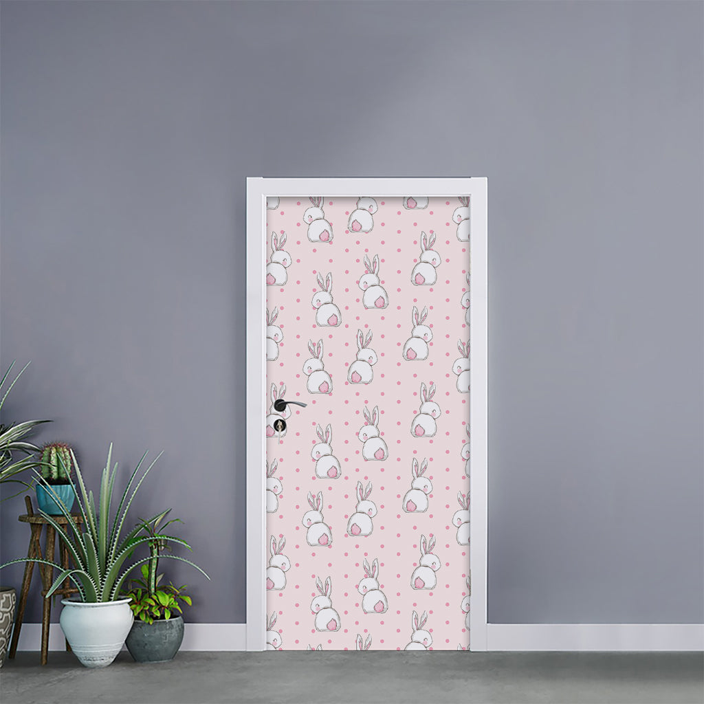 Cute Rabbit Pattern Print Door Sticker