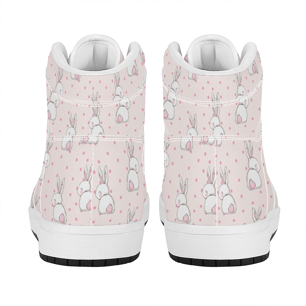 Cute Rabbit Pattern Print High Top Leather Sneakers